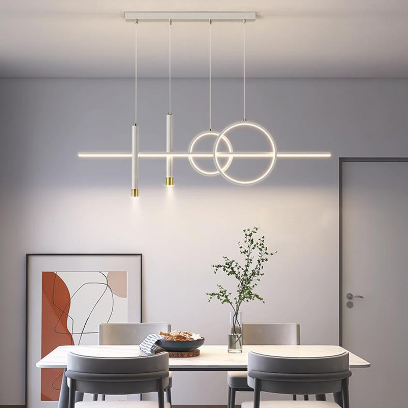 Moderne minimalistische Streifen Holz Acryl LED Insel Licht Kronleuchter für Wohnzimmer 