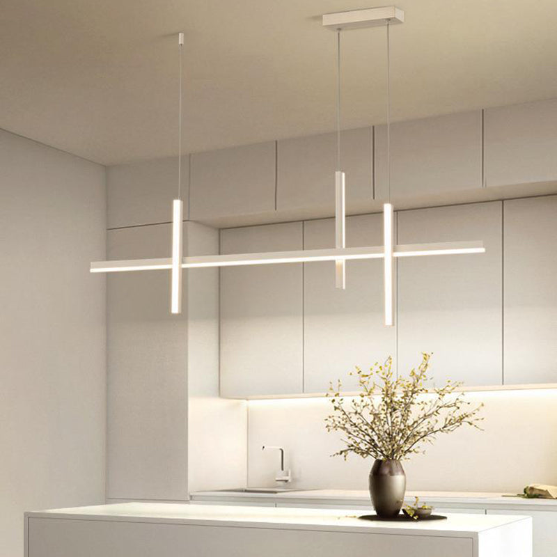 Moderne minimalistische Streifen Holz Acryl LED Insel Licht Kronleuchter für Wohnzimmer 