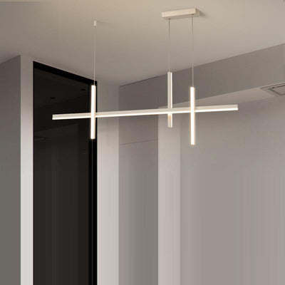 Moderne minimalistische Streifen Holz Acryl LED Insel Licht Kronleuchter für Wohnzimmer 