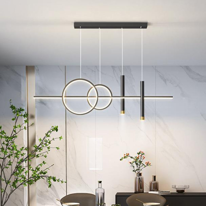 Moderne minimalistische Streifen Holz Acryl LED Insel Licht Kronleuchter für Wohnzimmer 