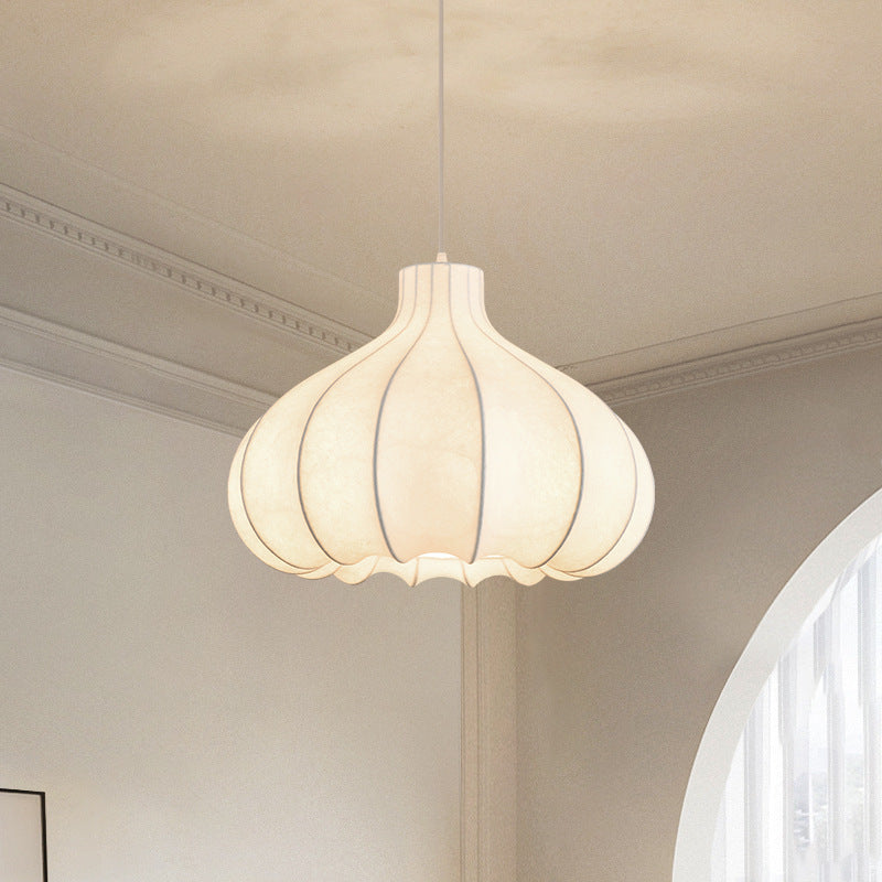 Contemporary Nordic Silk Cocoon Shape Iron 1-Light Pendant Light For Living Room