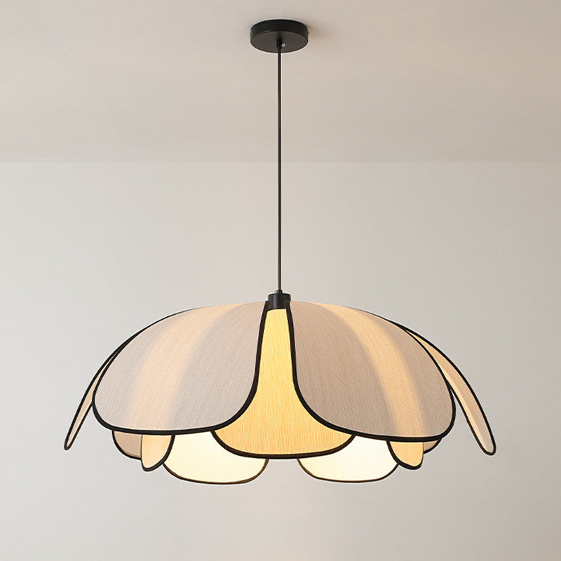 Contemporary Nordic Petals Iron Plant Fiber 1-Light Pendant Light For Dining Room