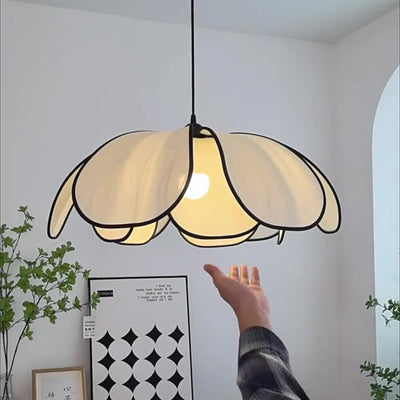 Contemporary Nordic Petals Iron Plant Fiber 1-Light Pendant Light For Dining Room