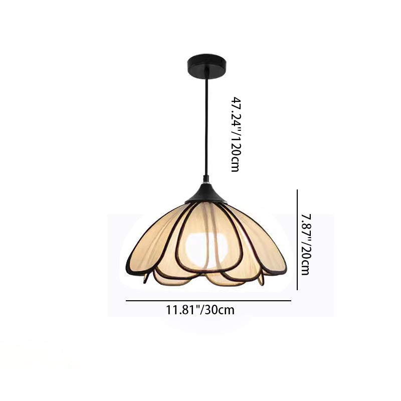 Contemporary Nordic Petals Iron Plant Fiber 1-Light Pendant Light For Dining Room