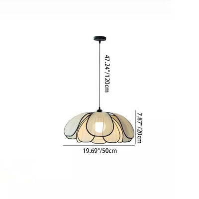 Contemporary Nordic Petals Iron Plant Fiber 1-Light Pendant Light For Dining Room