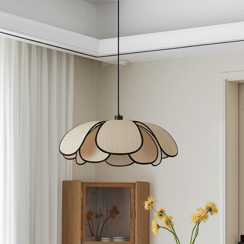 Contemporary Nordic Petals Iron Plant Fiber 1-Light Pendant Light For Dining Room