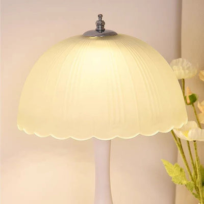 Contemporary Nordic Dome Petal Iron Frosted Glass 1-Light Table Lamp For Bedroom