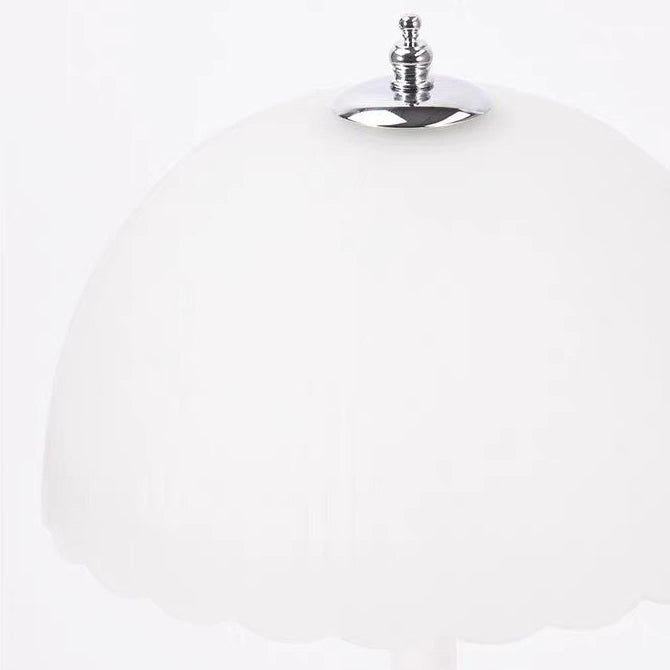 Contemporary Nordic Dome Petal Iron Frosted Glass 1-Light Table Lamp For Bedroom