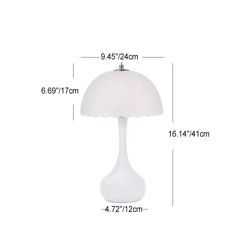 Contemporary Nordic Dome Petal Iron Frosted Glass 1-Light Table Lamp For Bedroom