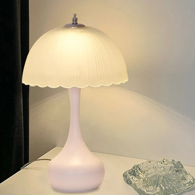 Contemporary Nordic Petal Lamp Shape Iron Glass 1-Light Table Lamp For Bedroom