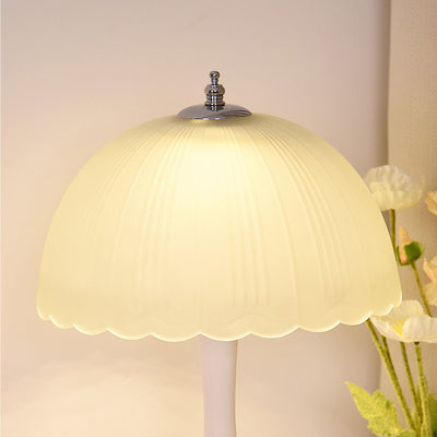 Contemporary Nordic Petal Lamp Shape Iron Glass 1-Light Table Lamp For Bedroom