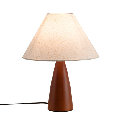 Contemporary Retro Pleated Conical Shade Flower Pattern Fabric Wood 1-Light Table Lamp For Bedroom