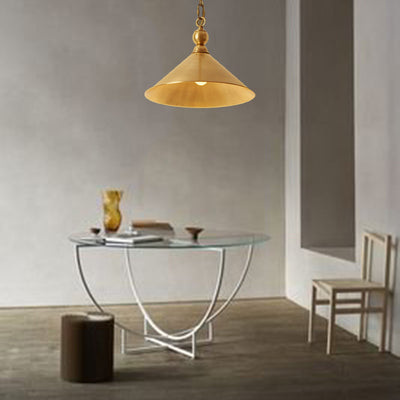 Contemporary Retro Round Brass 1-Light Pendant Light For Dining Room