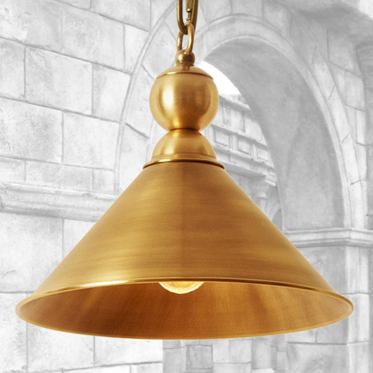 Contemporary Retro Round Brass 1-Light Pendant Light For Dining Room