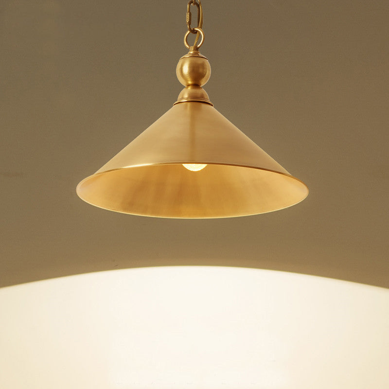 Contemporary Retro Round Brass 1-Light Pendant Light For Dining Room