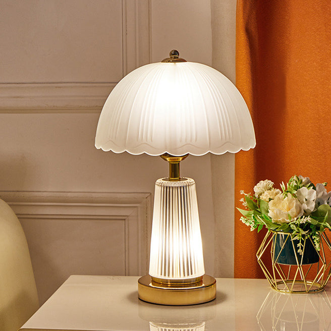 Modern Luxury Round Base Petal Shape Iron Acrylic Glass 1-Light Table Lamp For Bedroom