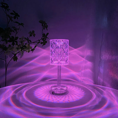 Modern Luxury Rechargeable Cup Shape Rose Shadow PS USB LED Table Lamp For Bedroom