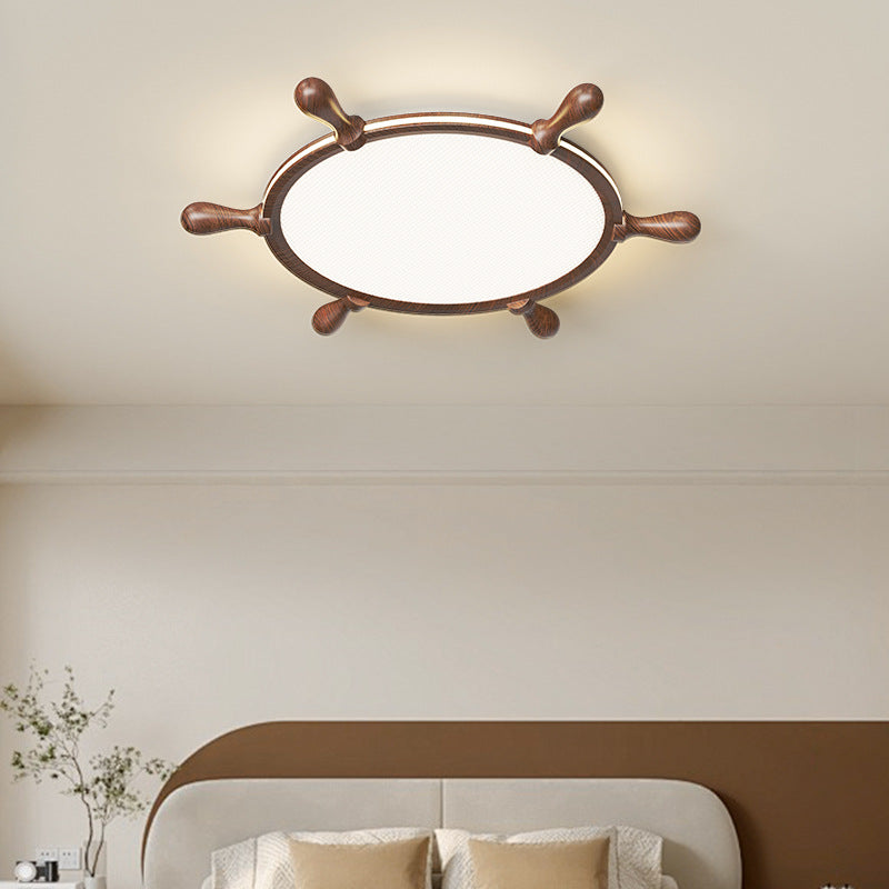 Modern Minimalist Round Square Steering Wheel Iron Aluminum Silicone Acrylic LED Flush Mount Ceiling Light For Bedroom