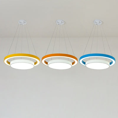 Modern Minimalist Round Iron Aluminum Acrylic LED Island Light Chandelier For Bedside