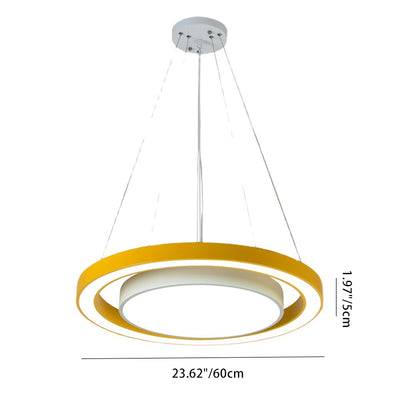 Modern Minimalist Round Iron Aluminum Acrylic LED Island Light Chandelier For Bedside