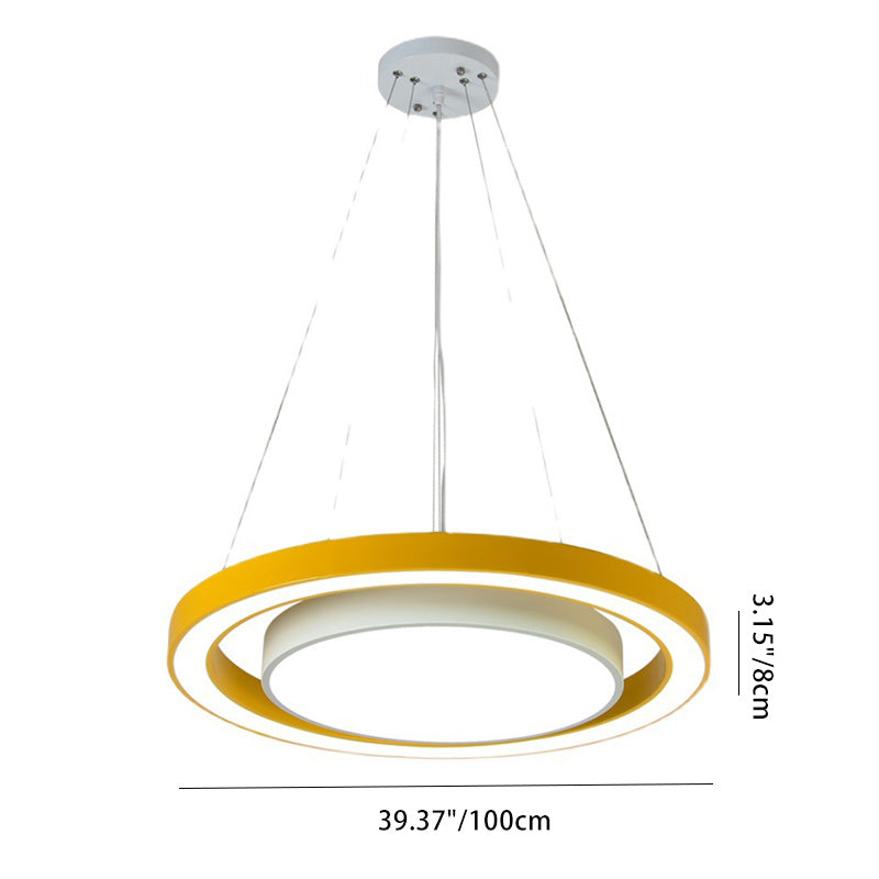 Modern Minimalist Round Iron Aluminum Acrylic LED Island Light Chandelier For Bedside