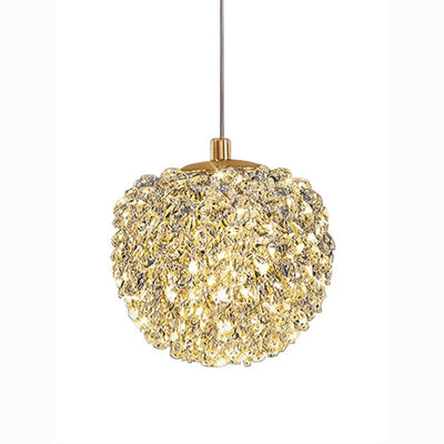 Modern Luxury Iron Crystal Round Ball 1-Light Pendant Light For Living Room