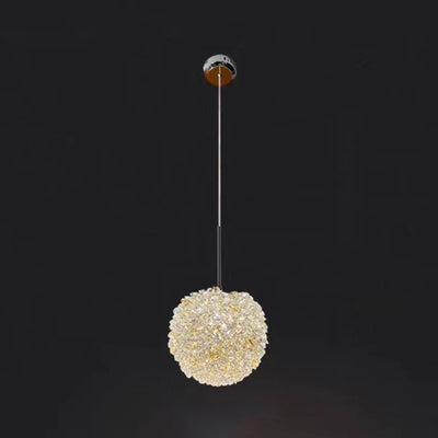 Modern Luxury Iron Crystal Round Ball 1-Light Pendant Light For Living Room