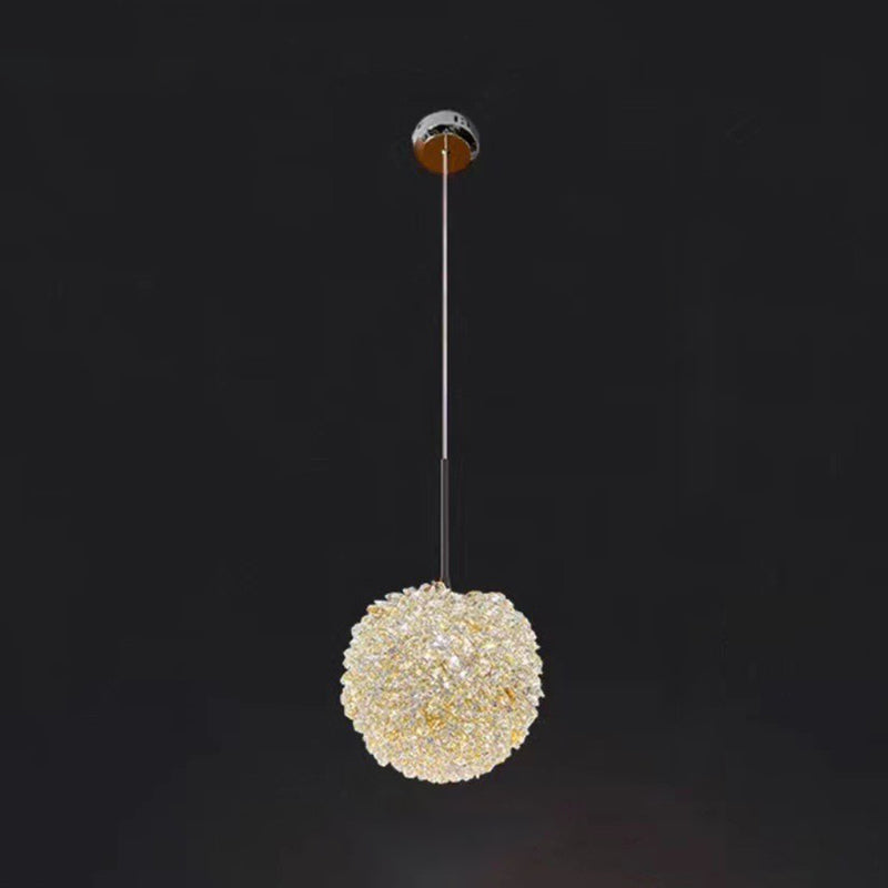 Modern Luxury Iron Crystal Round Ball 1-Light Pendant Light For Living Room