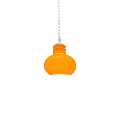 Contemporary Nordic Retractable Orange Glass 1-Light Pendant Light For Living Room