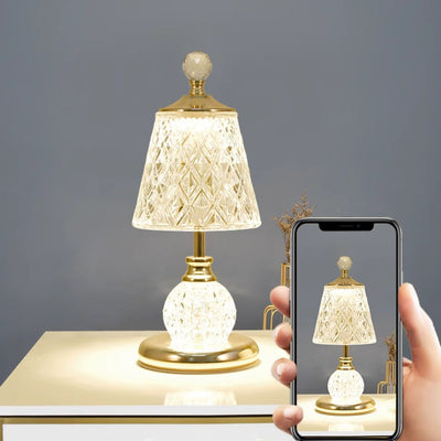 Modern Luxury Ball Cone Base Drum Glass Iron USB LED Table Lamp For Bedroom