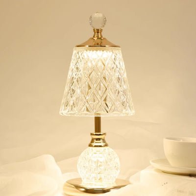 Modern Luxury Ball Cone Base Drum Glass Iron USB LED Table Lamp For Bedroom