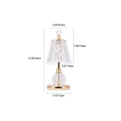 Modern Luxury Ball Cone Base Drum Glass Iron USB LED Table Lamp For Bedroom