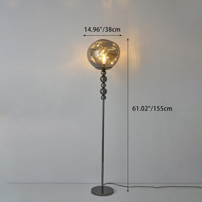 Modern Luxury Long Line Beaded Column Aluminum Acrylic 1-Light Standing Floor Lamp For Living Room