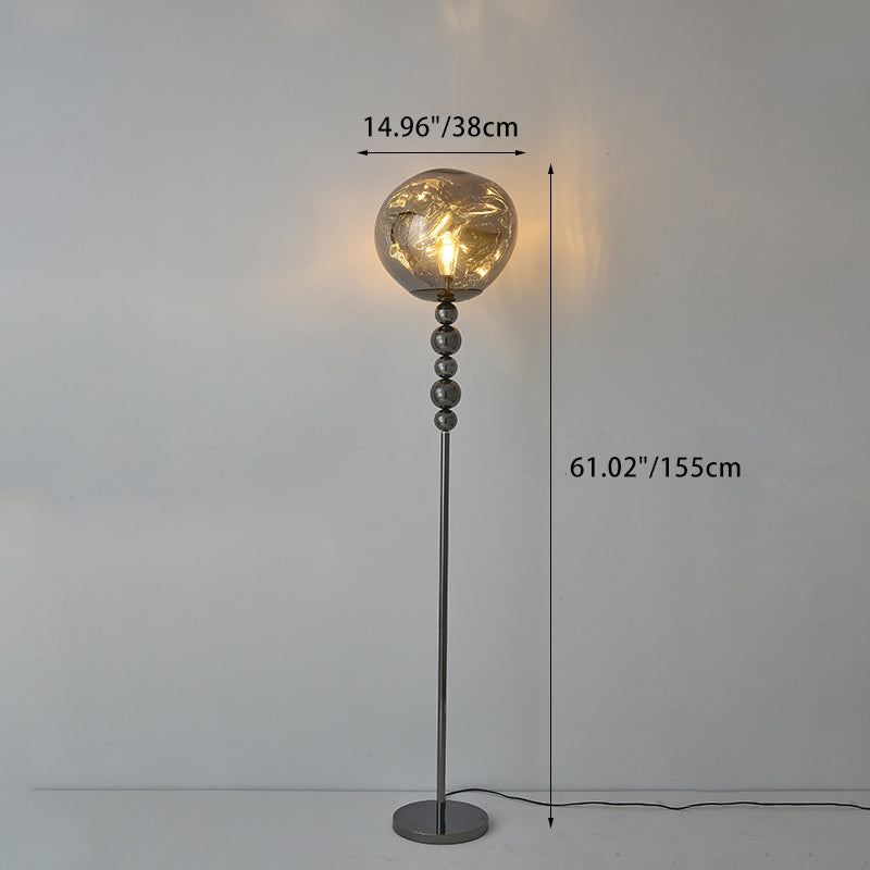 Modern Luxury Long Line Beaded Column Aluminum Acrylic 1-Light Standing Floor Lamp For Living Room