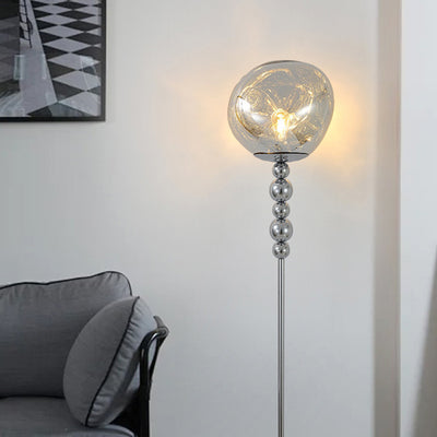 Modern Luxury Long Line Beaded Column Aluminum Acrylic 1-Light Standing Floor Lamp For Living Room