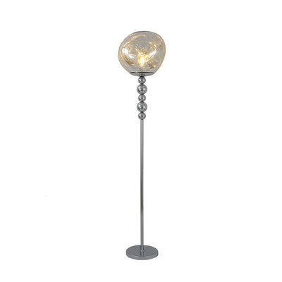 Modern Luxury Long Line Beaded Column Aluminum Acrylic 1-Light Standing Floor Lamp For Living Room