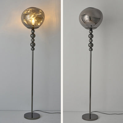 Modern Luxury Long Line Beaded Column Aluminum Acrylic 1-Light Standing Floor Lamp For Living Room