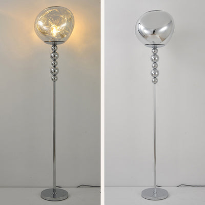 Modern Luxury Long Line Beaded Column Aluminum Acrylic 1-Light Standing Floor Lamp For Living Room