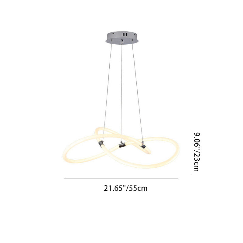 Contemporary Nordic Twist Ring Iron PC LED Island Light Chandelier For Living Room