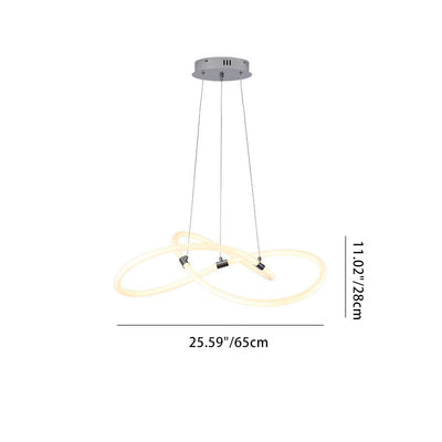 Contemporary Nordic Twist Ring Iron PC LED Island Light Chandelier For Living Room