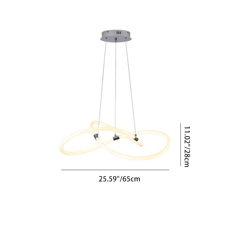 Contemporary Nordic Twist Ring Iron PC LED Island Light Chandelier For Living Room