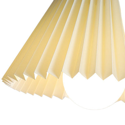 Traditional Japanese Pleated Cone Fabric Wood 1-Light Pendant Light For Living Room