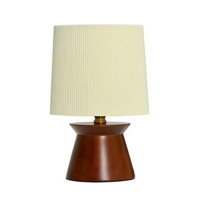 Contemporary Retro Wood Fabric Stripes Cylinder 1-Light Table Lamp For Bedside