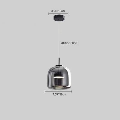 Modern Luxury Cylinder High Transparency Glass Iron LED Pendant Light For Bedroom