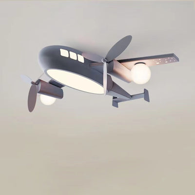 Contemporary Creative Kids Cartoon Airplane Iron Aluminum Acrylic LED Flush Mount Ceiling Light For Bedroom