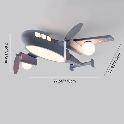 Contemporary Creative Kids Cartoon Airplane Iron Aluminum Acrylic LED Flush Mount Ceiling Light For Bedroom