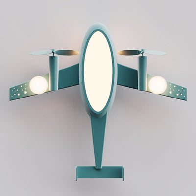 Contemporary Creative Kids Cartoon Airplane Iron Aluminum Acrylic LED Flush Mount Ceiling Light For Bedroom