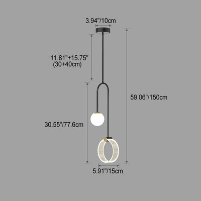 Modern Luxury Iron Aluminum Acrylic Circle Ball Long Wire Hanging LED Pendant Light For Bedroom