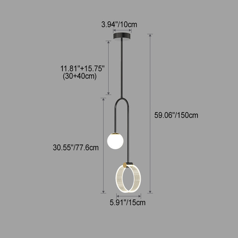 Modern Luxury Iron Aluminum Acrylic Circle Ball Long Wire Hanging LED Pendant Light For Bedroom