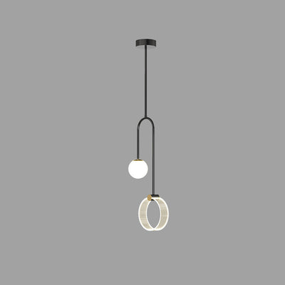 Modern Luxury Iron Aluminum Acrylic Circle Ball Long Wire Hanging LED Pendant Light For Bedroom